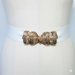 Mimi Di N Belt Buckle 1987 Vintage Bow Hook Changeable Belt Adjustable Grosgrain